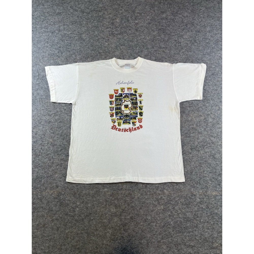 Stedman Classic Mens Deutschland Germany Single Stitch T-Shirt White XXL Vintage